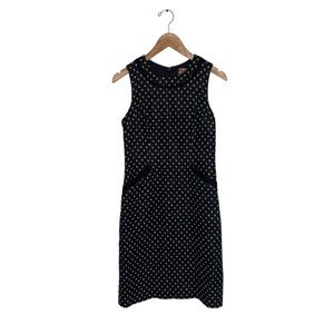Boden Dress Size 4 US Long Black Ivory Deborah Tweed 100% Wool Semi-Fitted Shift